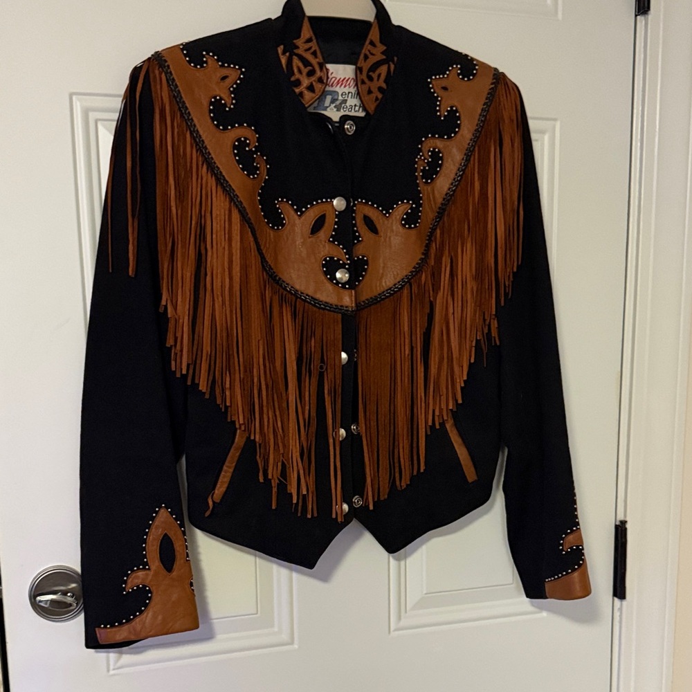 Scully Black and Tan Western Fringe Jacket